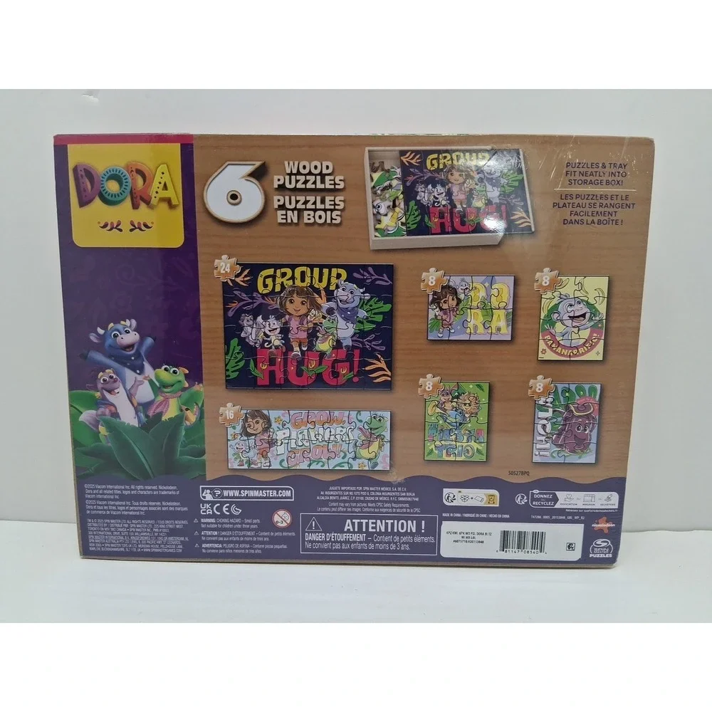 Nickelodeon 6 Wood Puzzles Dora the Explorer & Friends Storage Box, Sealed NEW